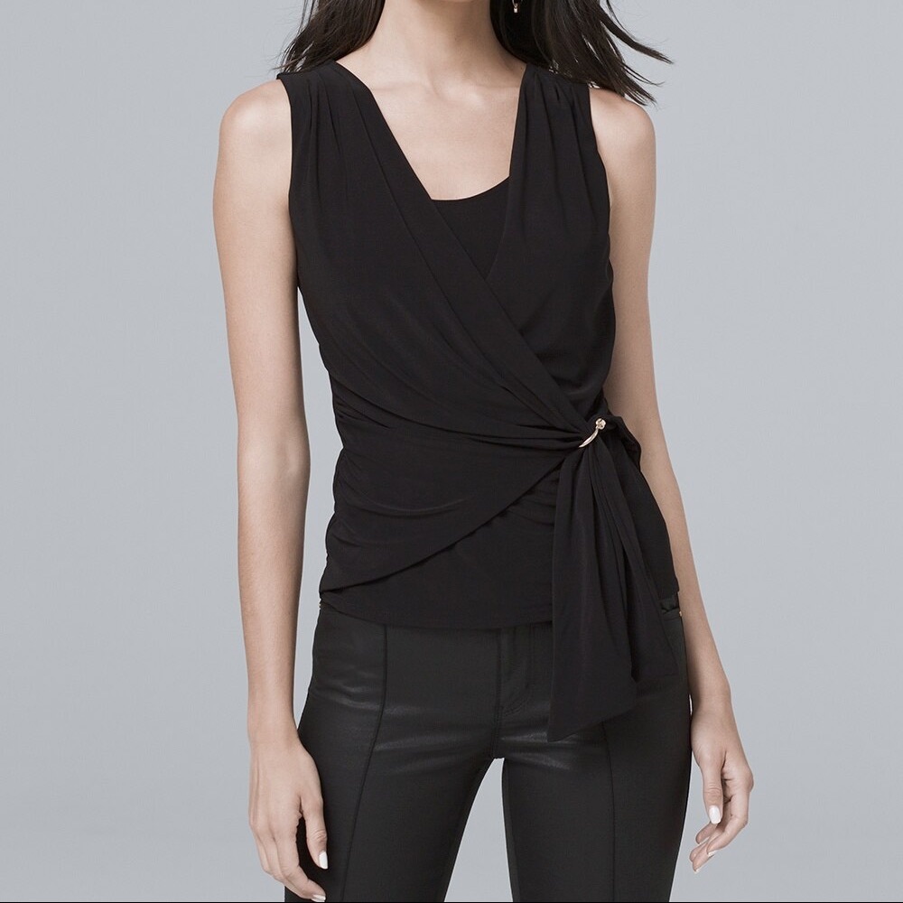 WHBM Sleeveless Draped-Side Knit Top